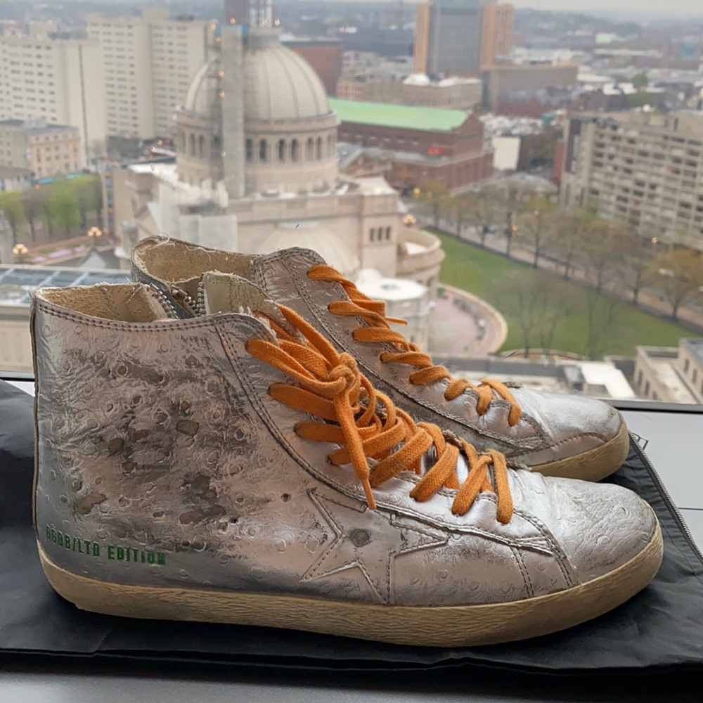 Golden Goose Limited Edition Silver Hightop Sneakers
